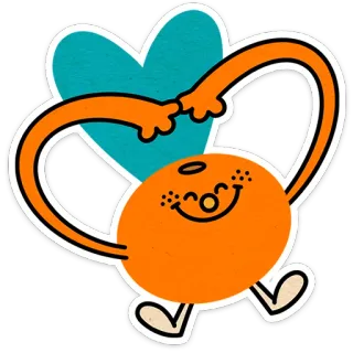🫶 karakter oranye, kartun, hati, senang, imut telegram sticker