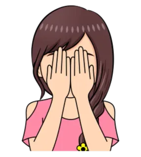 🙈 mulher, menina, tímida, escondida, cobrindo olhos, desenho animado, feminino whatsapp sticker