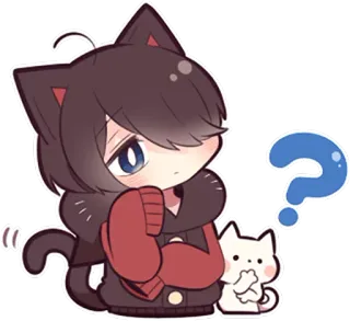 ❓ Anime, Gatto, Domanda, Carino, Sticker, Chibi whatsapp sticker
