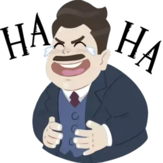🤣 HAHA rindo, homem, terno, desenho animado, engraçado, humor whatsapp sticker