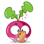 ❤️ radis, légume, téléphone, dessin animé, autocollant telegram sticker