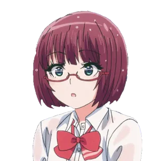 🤓 动漫女孩, 角色, 眼镜, 红发, 女性 telegram sticker