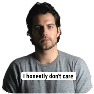 💇 Henry Cavill I honestly don't care henry cavill, reaction, indifferent, bored, uninterested, meme, i honestly dont care whatsapp sticker