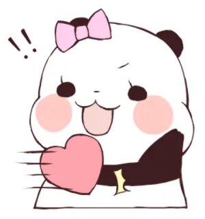 ❤ Panda, Lindo, Corazón, Rosa, Animal, Lazo telegram sticker