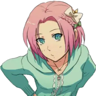 😕 anime, girl, pink hair, cute, cartoon telegram sticker