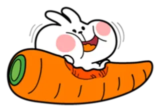 😋 konijn, wortel, schattig, cartoon, dier, eten whatsapp sticker