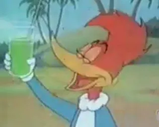 🥛 Woody Woodpecker 만화, 우디 우드페커, 애니메이션, 음료 telegram sticker