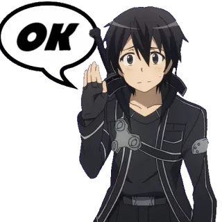 🆗 Kirito Sword Art Online OK anime, kirito, sword art online, ok, agree, agreement telegram sticker