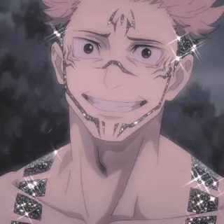 ✨ Sukuna Jujutsu Kaisen Anime, Manga, Jujutsu Kaisen, Sukuna, Postać, Błysk, Naklejka telegram sticker
