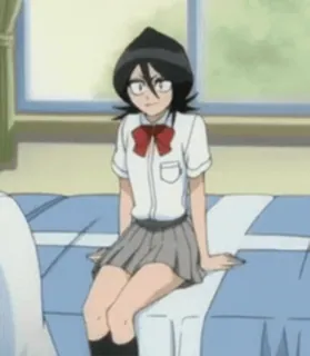 🙈 Rukia Kuchiki Bleach Anime, Cô gái, Đồng phục học sinh, Manga, Nhân vật whatsapp sticker