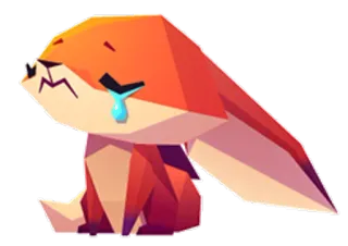 😖 zorro, animal, dibujos animados, triste, llorando, geométrico, naranja, plano whatsapp sticker