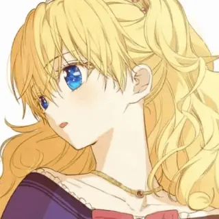 🎟 Chica anime, Dibujo animado, Pelo rubio, Ojos azules, Retrato, Ilustración whatsapp sticker