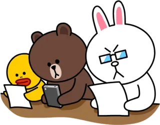 📚 bebek, beruang, kelinci, Line Friends, belajar telegram sticker