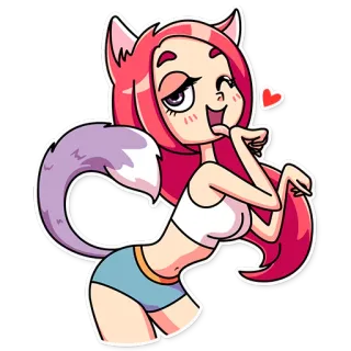 😜 garota gato, anime, mangá, desenho animado, adesivo, fofo, garota telegram sticker