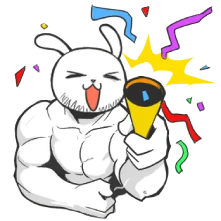 🎉 Hase, muskulös, Konfetti, Feier, Party whatsapp sticker