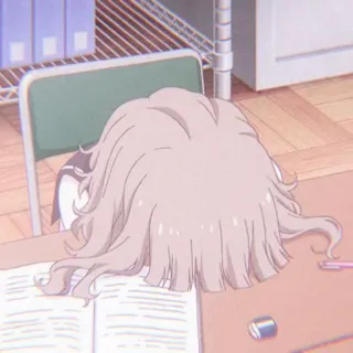 😔 Anime, Escola, Mesa, Sonolento, Cansado, Estudando telegram sticker