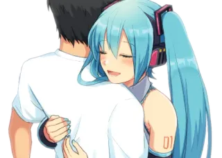 🤗 Hatsune Miku anime, hugging, cute, vocaloid, miku, hatsune miku telegram sticker