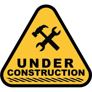 🚧 UNDER CONSTRUCTION in costruzione, cartello di avvertimento, pericolo, costruzione, attrezzi, martello, chiave inglese telegram sticker