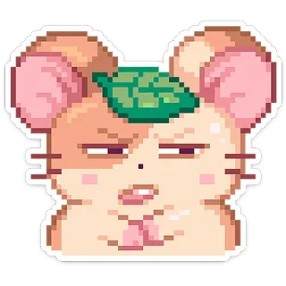 😒 햄스터, 픽셀 아트, 귀여운, 동물, 만화, 이모티콘, 스티커 telegram sticker