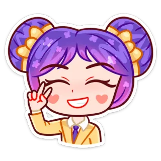 ✌️ dibujos animados, anime, signo de la paz, chica, pegatina, kawaii whatsapp sticker