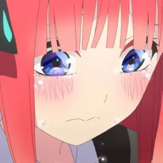 🍷 Nino Nakano The Quintessential Quintuplets anime, garota, chorando, triste, mangá, emocional whatsapp sticker