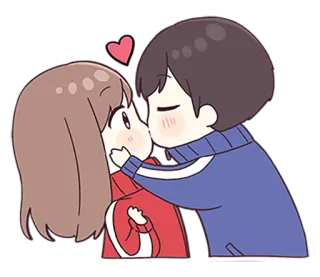 🌟 amor, beijo, casal, romance, coração, afeição, desenho animado telegram sticker
