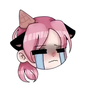 😭 เศร้า, ร้องไห้, อนิเมะ, ไอศกรีม, การ์ตูน whatsapp sticker