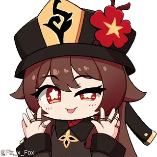 😜 Hu Tao Genshin Impact @Fix_x_Fox anime, cartoon, game, genshin impact, hu tao, sticker telegram sticker