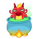 😏 Drache, Topf, Fantasy, Monster, Kochen, Cartoon telegram sticker