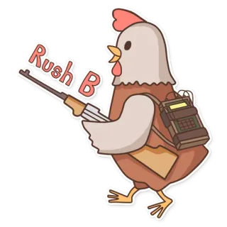💣 Rush B ayam, senjata, game, rush, counter-strike, ct, t, video game telegram sticker
