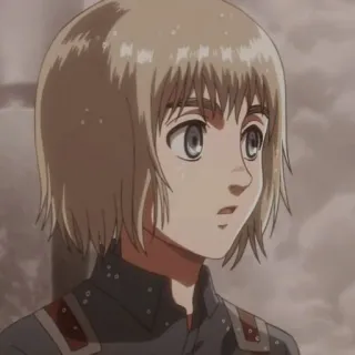 ❤️ Armin Arlert Attack on Titan Anime, Armin Arlert, Ataque a los Titanes, Personaje, Pelo rubio, Ojos telegram sticker