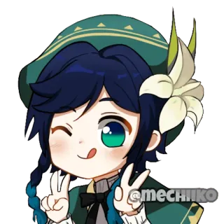 ✌️ Venti Genshin Impact @mechiko Anime, Venti, Genshin Impact, fofo, sinal de paz telegram sticker