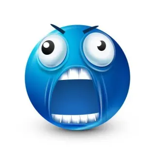 🌟 boos, emoji, uitdrukking, cartoon, gezicht, blauw whatsapp sticker