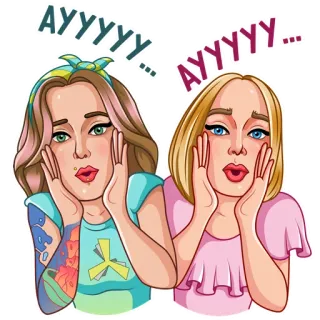 😯 AYYYYY.. AYYYYYY.. phụ nữ, hoạt hình, phản ứng, vui nhộn telegram sticker