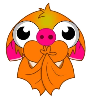🤢 Мультфильм, Летучая мышь, Животное, Милый, Наклейка, Оранжевый whatsapp sticker
