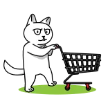 🛒 cat, shopping cart, animal, cartoon, funny telegram sticker