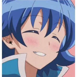 💙 Anime, Manga, Schattig, Blauw haar, Glimlach, Blozen whatsapp sticker