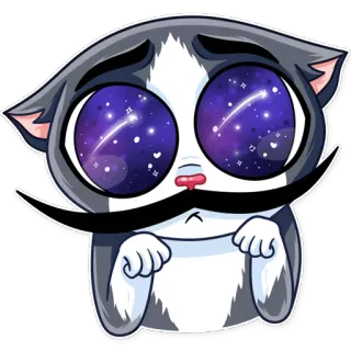 😳 Katze, süß, Tier, kawaii, Aufkleber, Cartoon, Galaxie Augen telegram sticker