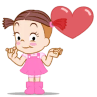 ❤️ dibujo animado, chica, amor, corazón, lindo, alegre whatsapp sticker