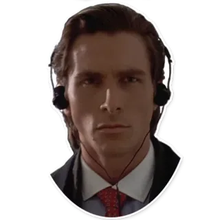 🎧 Patrick Bateman American Psycho Patrick Bateman, Psicopata Americano, Christian Bale, Filme, Personagem, Retrato telegram sticker