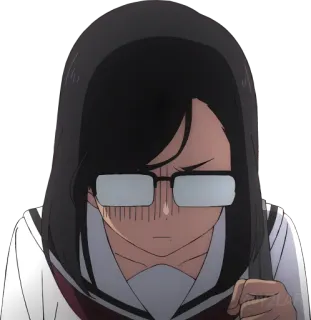 😰 аниме, девушка, очки, расстроенный, выражение лица telegram sticker
