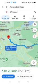 😎 Google Maps Peenya 2nd Stage, Wayanad, 6 hr 20 min, Tolls, 278 km, Preview, Steps & more navigation, maps, route, travel, directions, distance, location telegram sticker