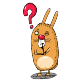 ❓ coniglio, domanda, pensando, cartone animato, adesivo, confuso whatsapp sticker