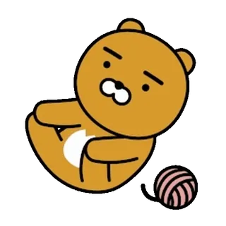 💬 Ryan ไรอัน, kakao friends, หมี, น่ารัก, การ์ตูน telegram sticker