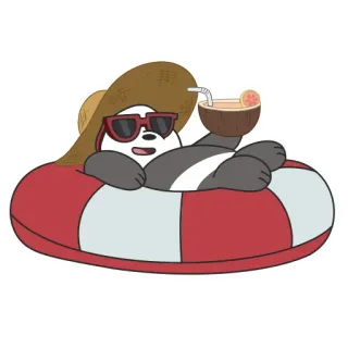 🍹 Panda We Bare Bears panda, musim panas, pantai, kartun, relaksasi, beruang, binatang telegram sticker