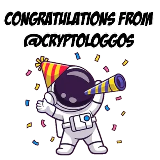 🎊 CONGRATULATIONS FROM @CRYPTOLOGGOS แสดงความยินดี, นักบินอวกาศ, คริปโต, กระดาษสี, การเฉลิมฉลอง, ปาร์ตี้ telegram sticker