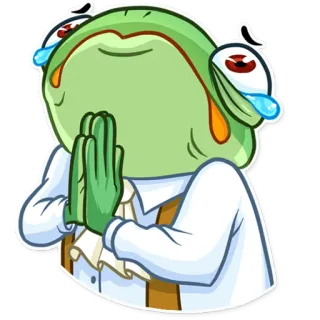 🙏 กบ, ร้องไห้, อ้อนวอน, อิโมจิ, การ์ตูน telegram sticker