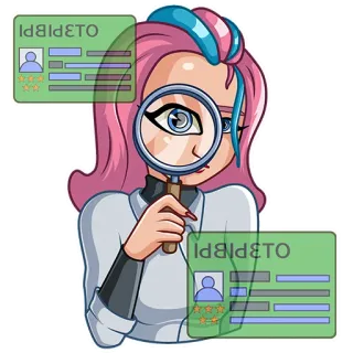 🔎 kaca pembesar, detektif, wanita, investigasi, pencarian, karakter, stiker telegram sticker