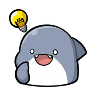 😊 상어, 만화, 귀여운, 전구, 아이디어, 물고기 telegram sticker