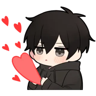 🖤 anime, cute, heart, chibi, blush telegram sticker